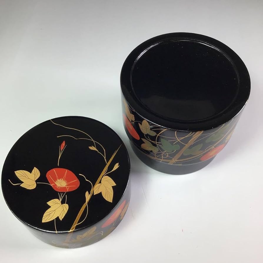 R565四季棗『塗師峯清作』『夜桜朝顔稲雀松喰鶴』共箱茶道具